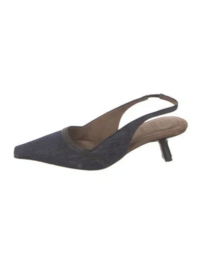 Pre-owned Brunello Cucinelli Suede Slingback Pumps In Blue