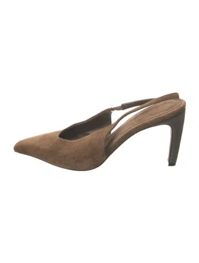 Pre-owned Brunello Cucinelli Suede Slingback Pumps In Brown