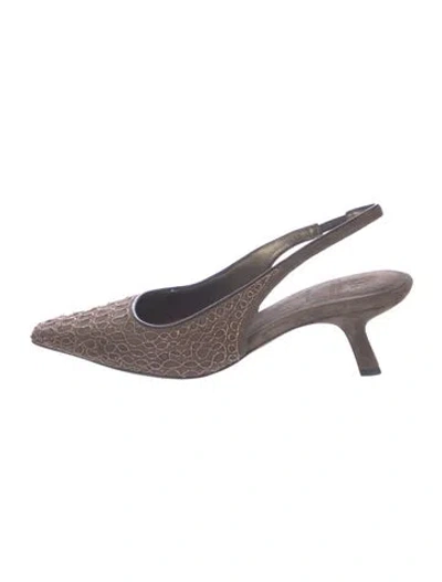 Pre-owned Brunello Cucinelli Suede Slingback Pumps In Multi