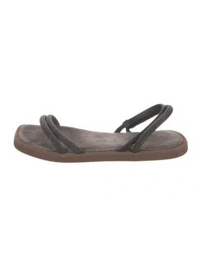 Pre-owned Brunello Cucinelli Suede Slingback Sandals In Black