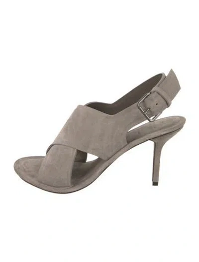 Pre-owned Brunello Cucinelli Suede Slingback Sandals In Gray