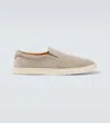 Brunello Cucinelli Light Beige Suede Slip-ons Men In Beige