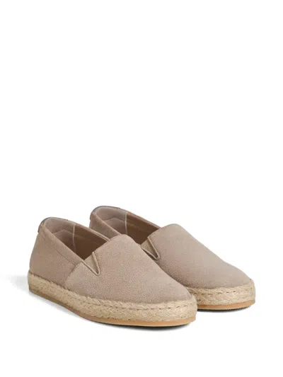 Brunello Cucinelli Kids' Suede Slip-ons With Rope Insert In Neutral
