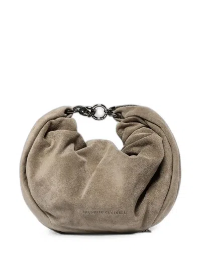Brunello Cucinelli Suede Slouchy Clutch Bag In Brown
