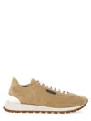 Brunello Cucinelli Suede Upper Rubber Sole Sneaker In Beige