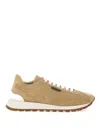 Brunello Cucinelli Suede Upper Rubber Sole Sneaker In Beige