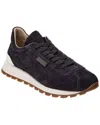 Brunello Cucinelli Woman Sneakers Midnight Blue Size 7 Leather, Brass In Blue