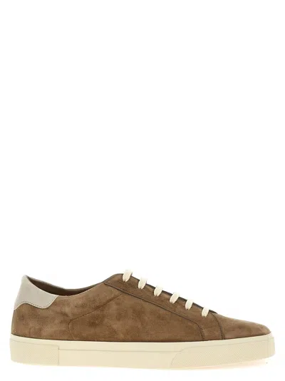 Brunello Cucinelli Brown Suede Sneakers With Lace-up Closure In Neutral