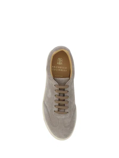 Brunello Cucinelli Suede Sneakers In Beige