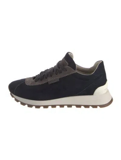 Pre-owned Brunello Cucinelli Suede Sneakers In Blue