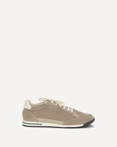 Brunello Cucinelli Suede Sneakers With Leather Inserts In Neutral