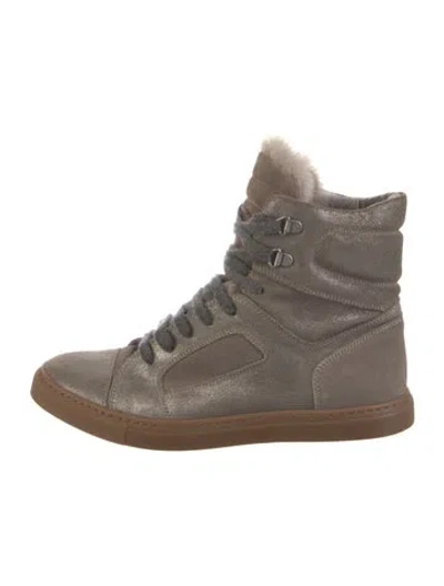 Pre-owned Brunello Cucinelli Suede Sneakers In Brown