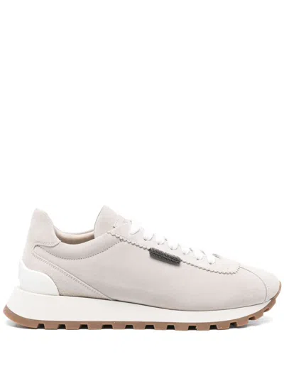 Brunello Cucinelli Suede Sneakers In Grey