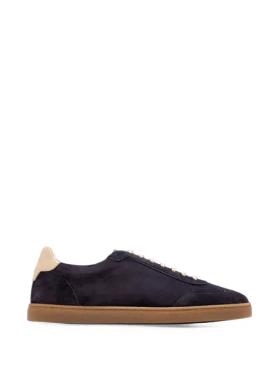 Brunello Cucinelli Suede Sneakers In Navy In Brown