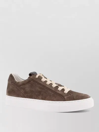 Brunello Cucinelli Suede Sneakers Monili Detail Low Profile In Brown