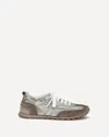 Brunello Cucinelli Monili Pull-tab Crinkle-effect Leather Low-top Sneakers In Multi