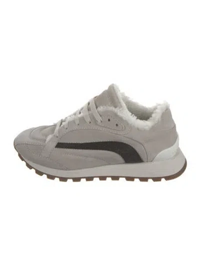 Pre-owned Brunello Cucinelli Suede Sneakers In Neutral