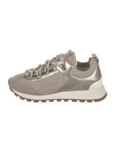 Pre-owned Brunello Cucinelli Suede Sneakers In Neutral