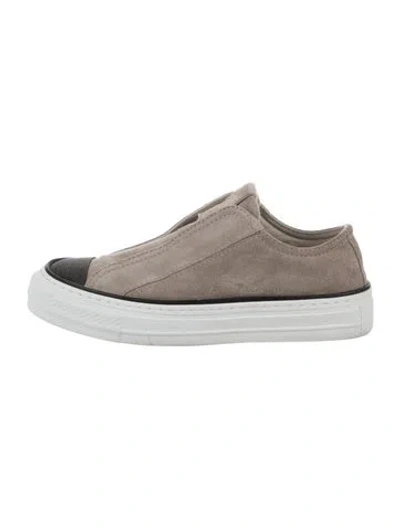 Pre-owned Brunello Cucinelli Suede Sneakers In Neutral
