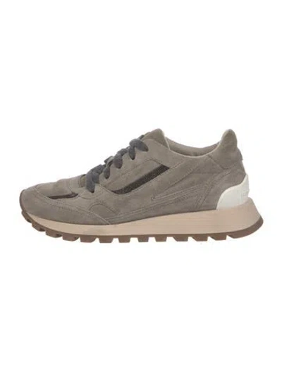 Pre-owned Brunello Cucinelli Suede Sneakers In Neutral