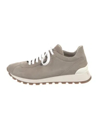 Pre-owned Brunello Cucinelli Suede Sneakers In Neutral