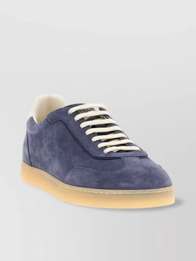 Brunello Cucinelli Suede Sneakers With Round Toe And Rubber Sole