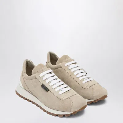 Brunello Cucinelli Suede Sneakers With Shiny Tab