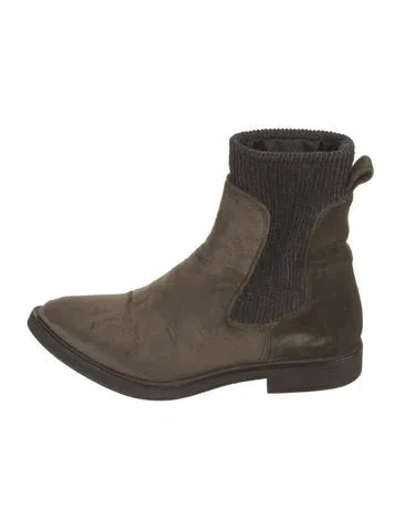 Pre-owned Brunello Cucinelli Suede Sock Boots In Brown
