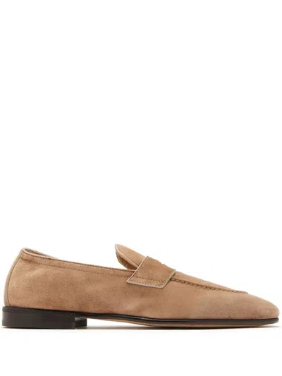 Brunello Cucinelli Suede Soft Penny Loafers Shoes In Brown