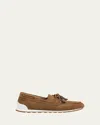 Brunello Cucinelli Loafers With Suede Finish And Rubber Sole In Sesamo