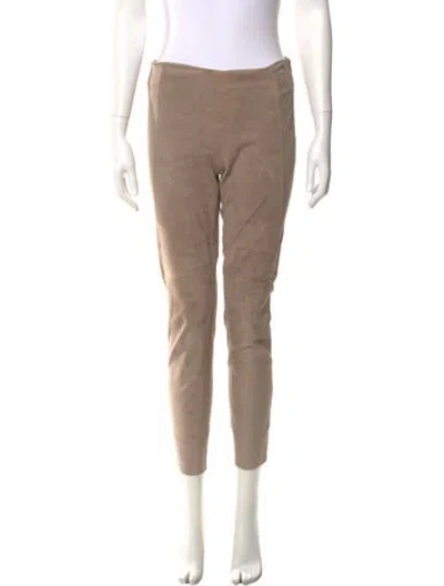 Pre-owned Brunello Cucinelli Suede Straight Leg Pants In Neutral