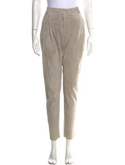 Pre-owned Brunello Cucinelli Suede Straight Leg Pants In Neutral