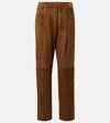 Brunello Cucinelli Suede Straight Pants In Brown