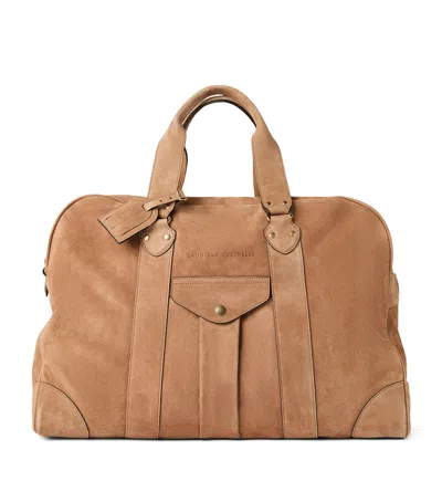 Brunello Cucinelli Suede Street Holdall In Brown