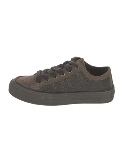 Pre-owned Brunello Cucinelli Suede Studded Accents Sneakers In Brown