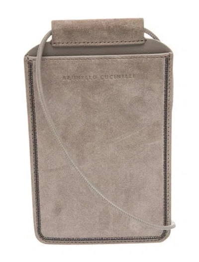 Pre-owned Brunello Cucinelli Suede Suitcase In Gray