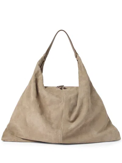 Brunello Cucinelli Suede Swing Hobo Bag