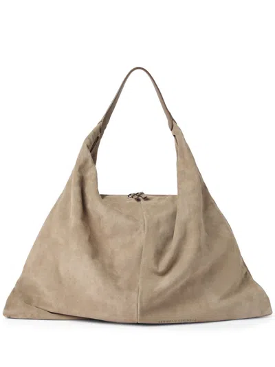 Brunello Cucinelli Suede Swing Hobo Bag