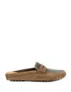 Brunello Cucinelli Suede Tapered Moccasins With Rubber Stud Sole In Brown