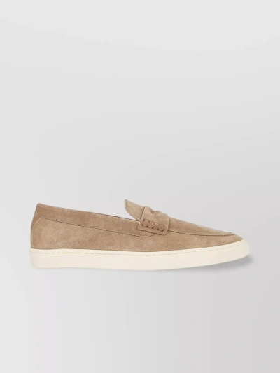 BRUNELLO CUCINELLI SUEDE TASSEL SLIP-ONS WITH CONTRAST SOLE