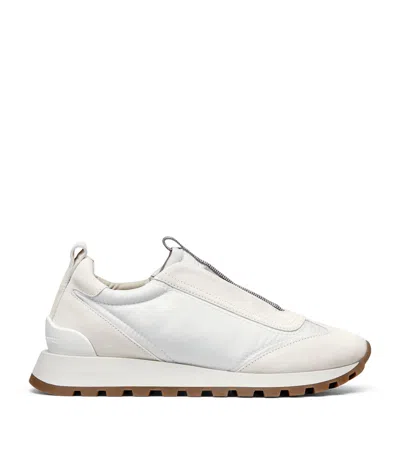 Brunello Cucinelli Suede Technical Sneakers In White