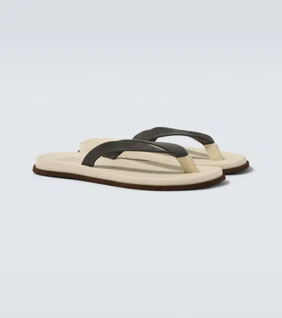 Brunello Cucinelli Suede Thong Sandals In Blue