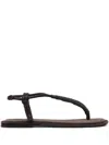 Brunello Cucinelli Monili-chain Leather Sandals In Brown