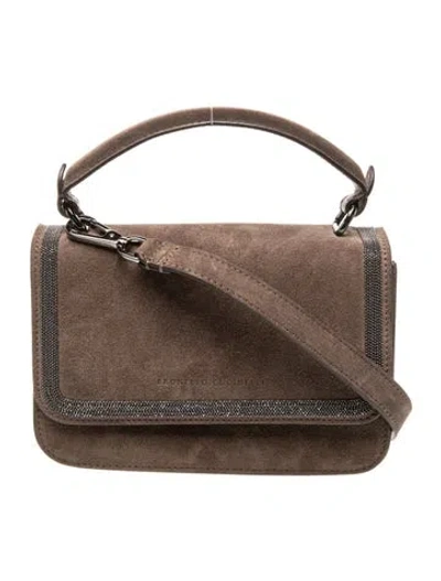 Pre-owned Brunello Cucinelli Suede Top Handle Bag In Brown