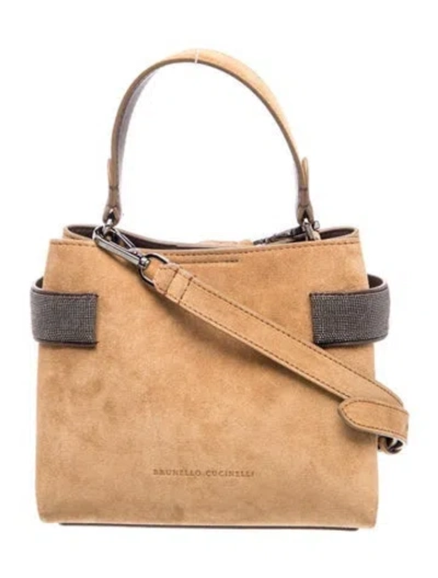 Pre-owned Brunello Cucinelli Suede Top Handle Bag In Brown