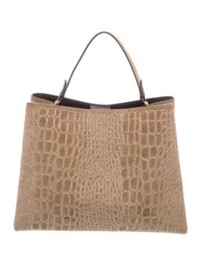 Pre-owned Brunello Cucinelli Suede Top Handle Bag In Brown