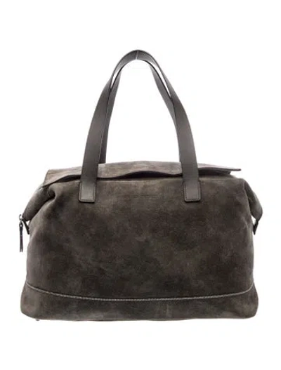 Pre-owned Brunello Cucinelli Suede Top Handle Bag In Gray
