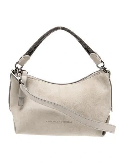Pre-owned Brunello Cucinelli Suede Top Handle Bag In Gray