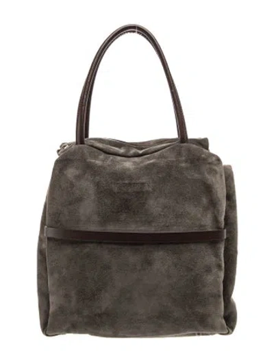 Pre-owned Brunello Cucinelli Suede Top Handle Bag In Green