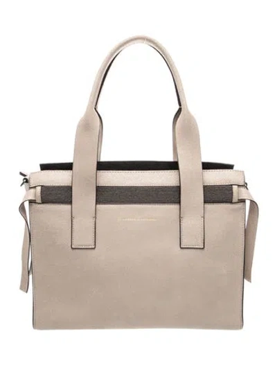 Pre-owned Brunello Cucinelli Suede Top Handle Bag In Neutral